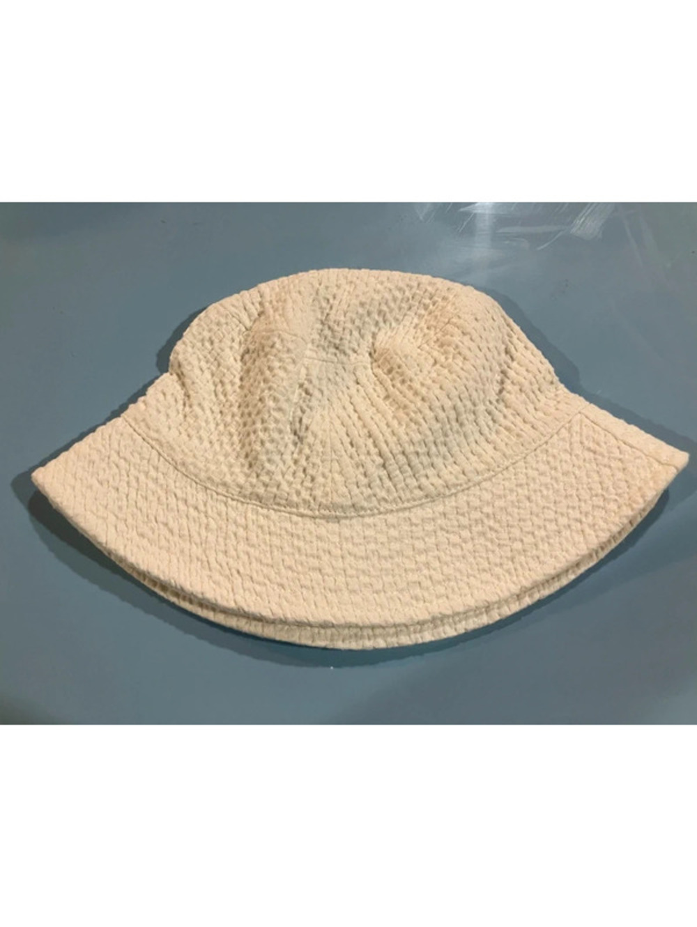 MNG Cream Textured Bucket Hat Crinkle Seersucker Style  Hat